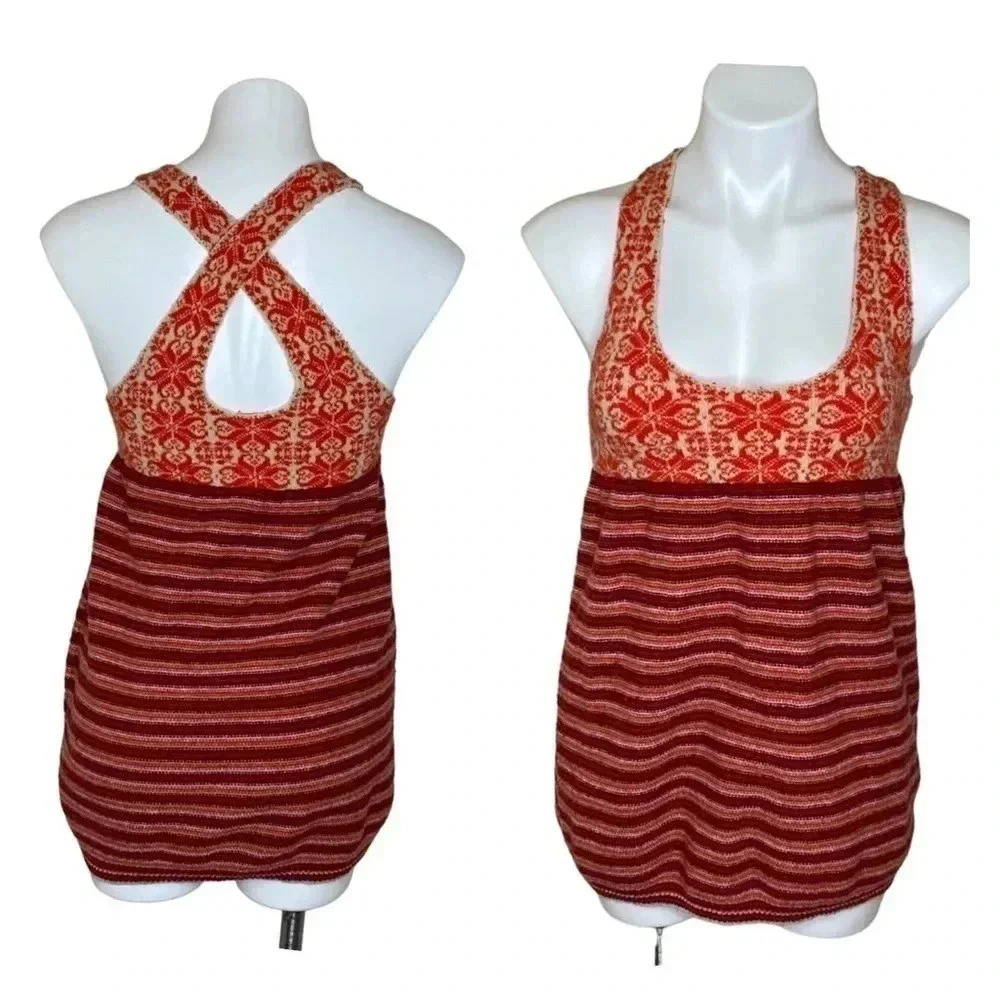 Free people fair isle alpine wool knit tank top sweater Fairycore size small